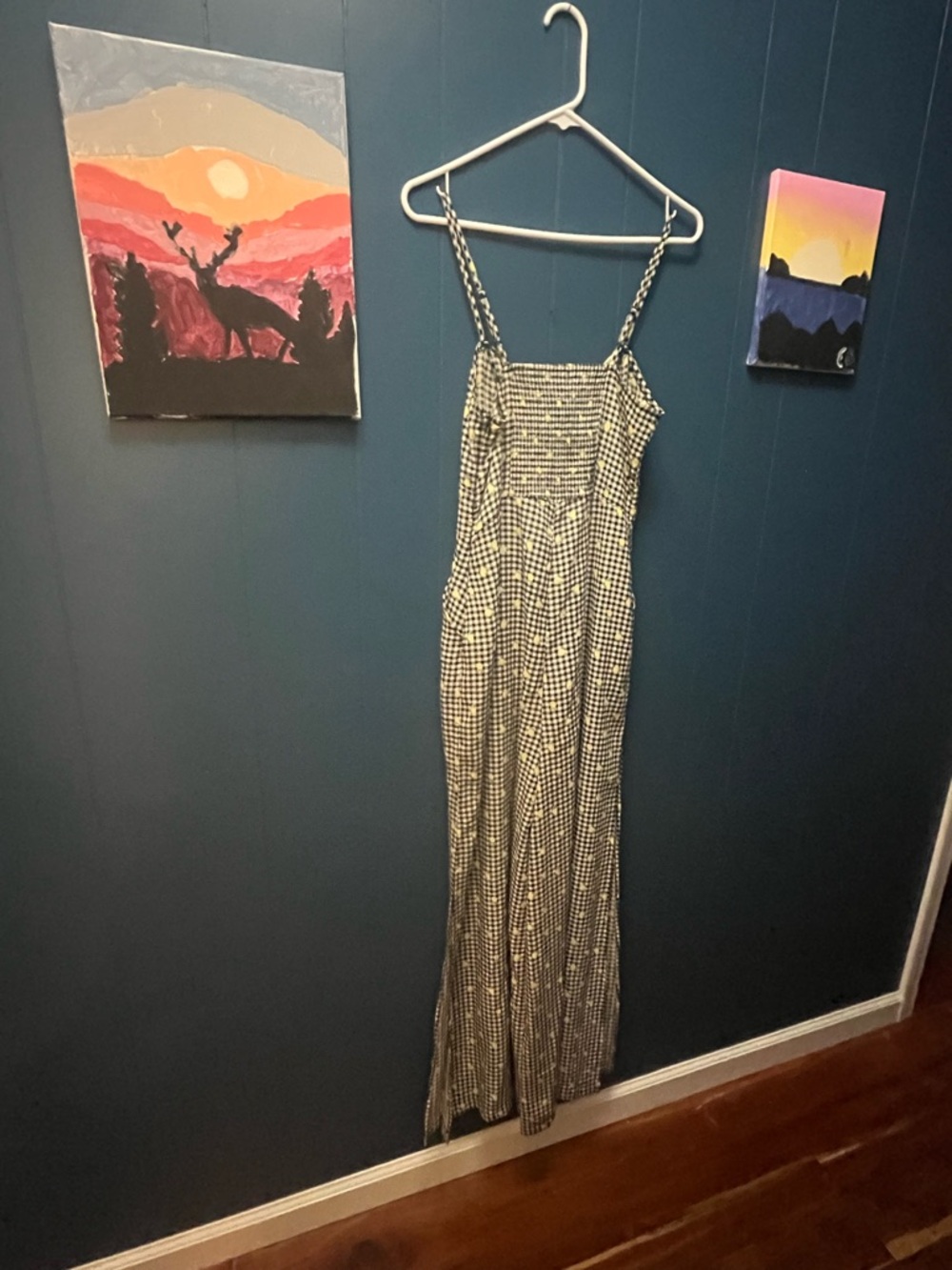 love, Fire Black and White Gingham Maxi Sundress